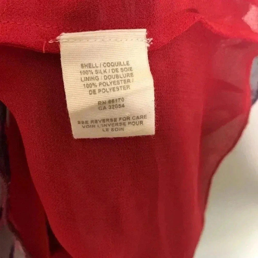 FREE PEOPLE RED OAXACA WATER COLOR SILK BEADED V NECK DRESS Sz 4